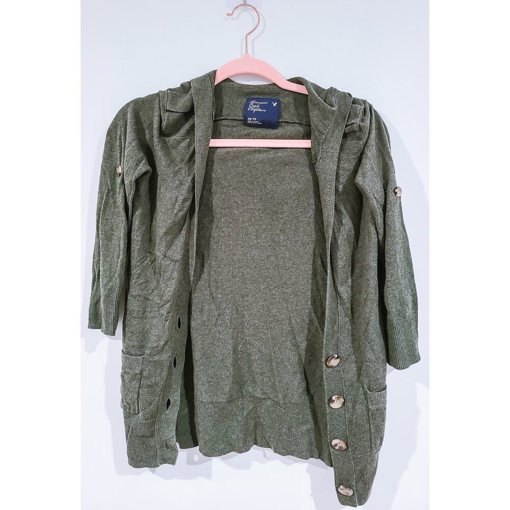American Eagle Outfitters Green Hooded Button Cardigan  Size XS